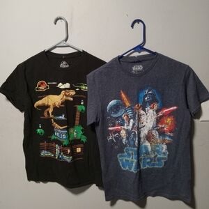 Jurassic world and Star wars unisex T-shirts. Size Medium